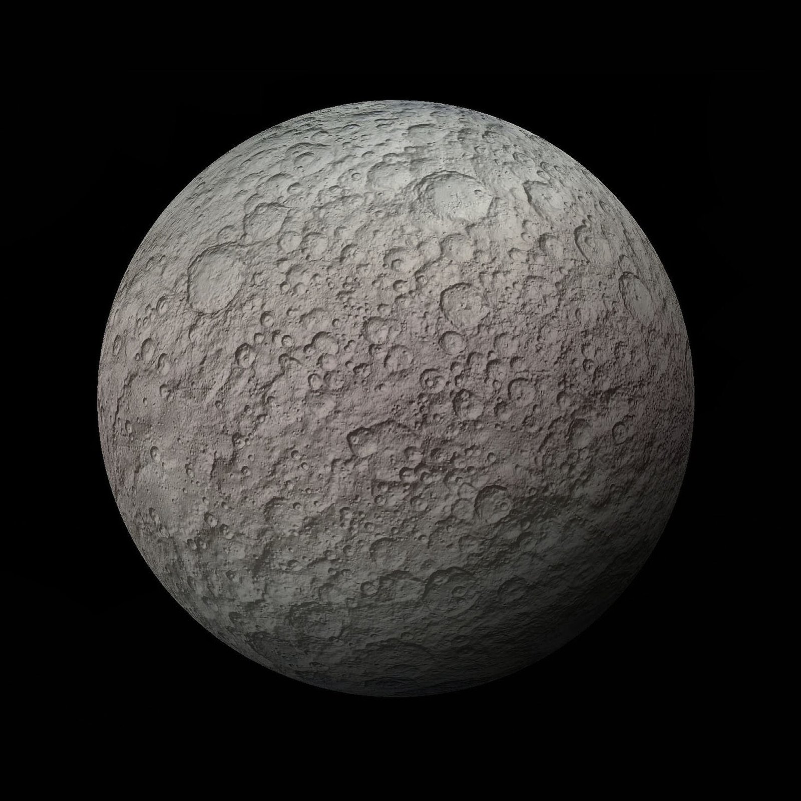 The dwarf planet Ceres photographed in muted gray, its surface dotted with craters and bright spots.