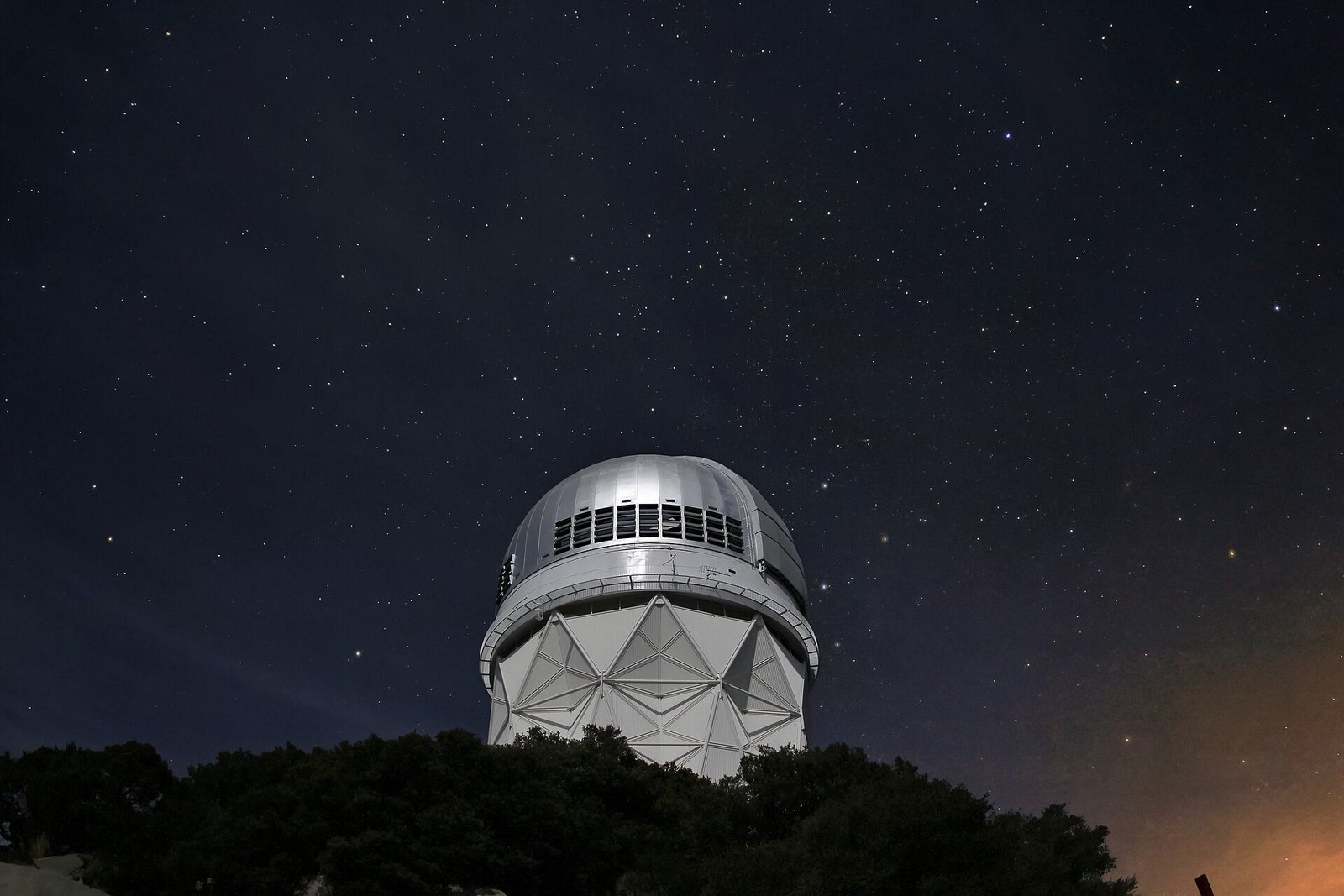 Stars over the dome of the Mayall 4-meter telescope at Kitt Peak National Observatory